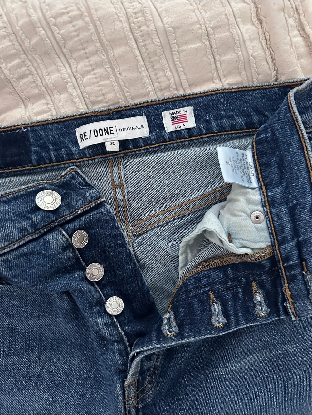 Re/Done Dark Blue Straight Leg Jeans - size 26